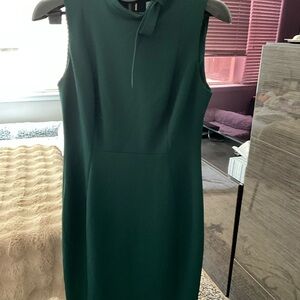 Calvin Klein Green Sheath Midi Dress Mock Neck